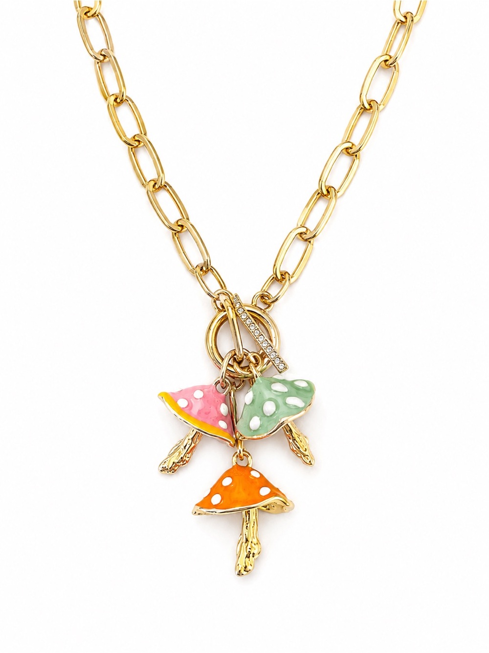 Whimsical Mushroom 🍄 Charm Necklace | Gold Tone Enamel Cottagecore Fairycore